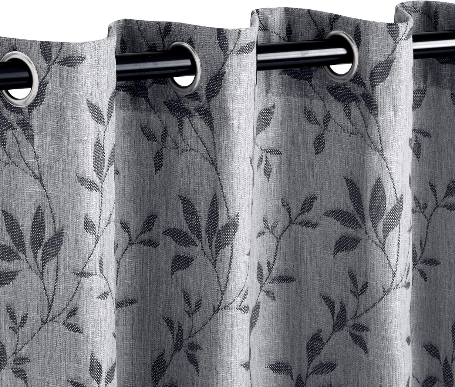 Superior Ghera Jacquard Semi Sheer Curtains, 52" x 96", (2 Panels), Charcoal/Grey