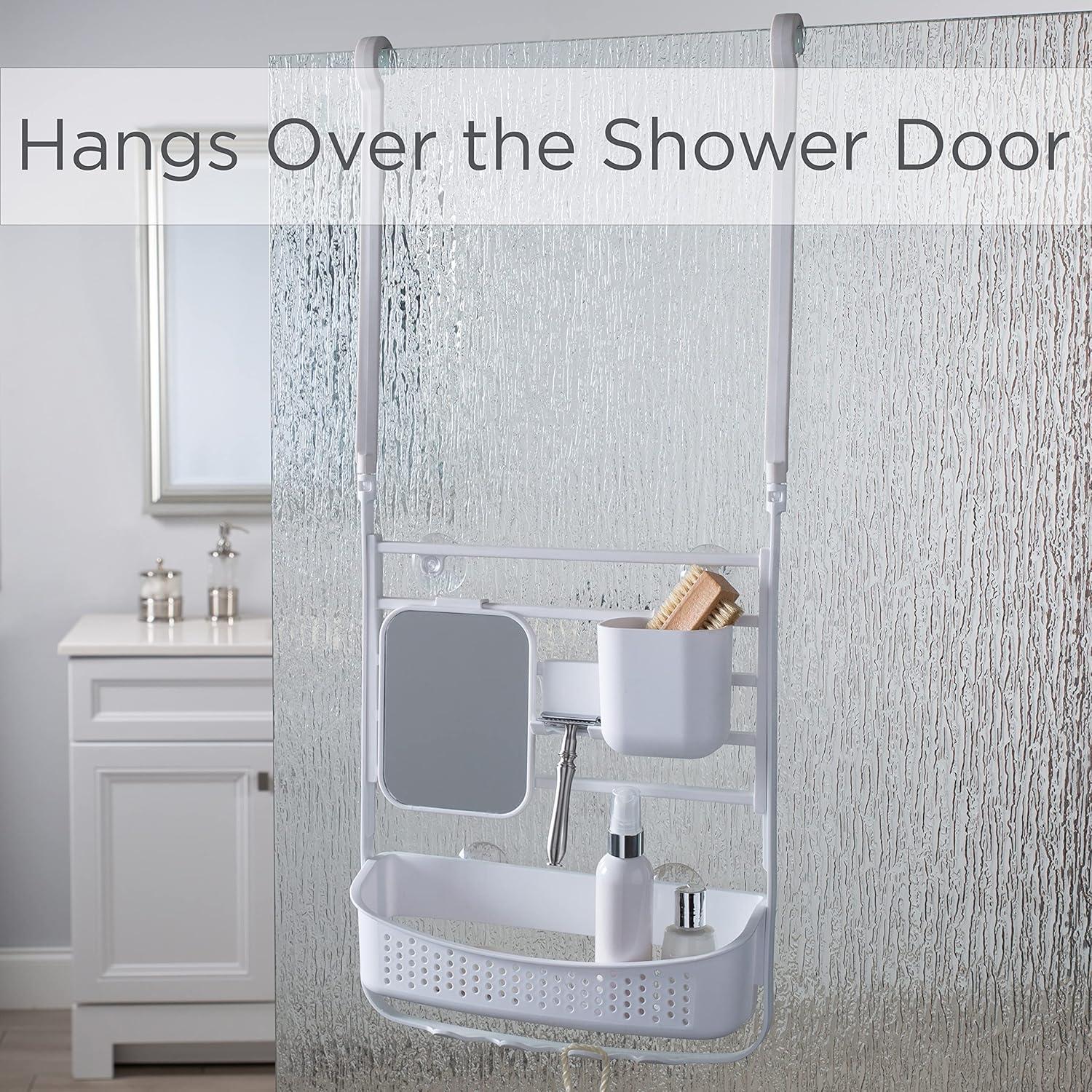 Deluxe Flex Shower Caddy with Adjustable Accessories White - Bath Bliss: Bathroom Organizer, Hanging Storage, Dorm Essential