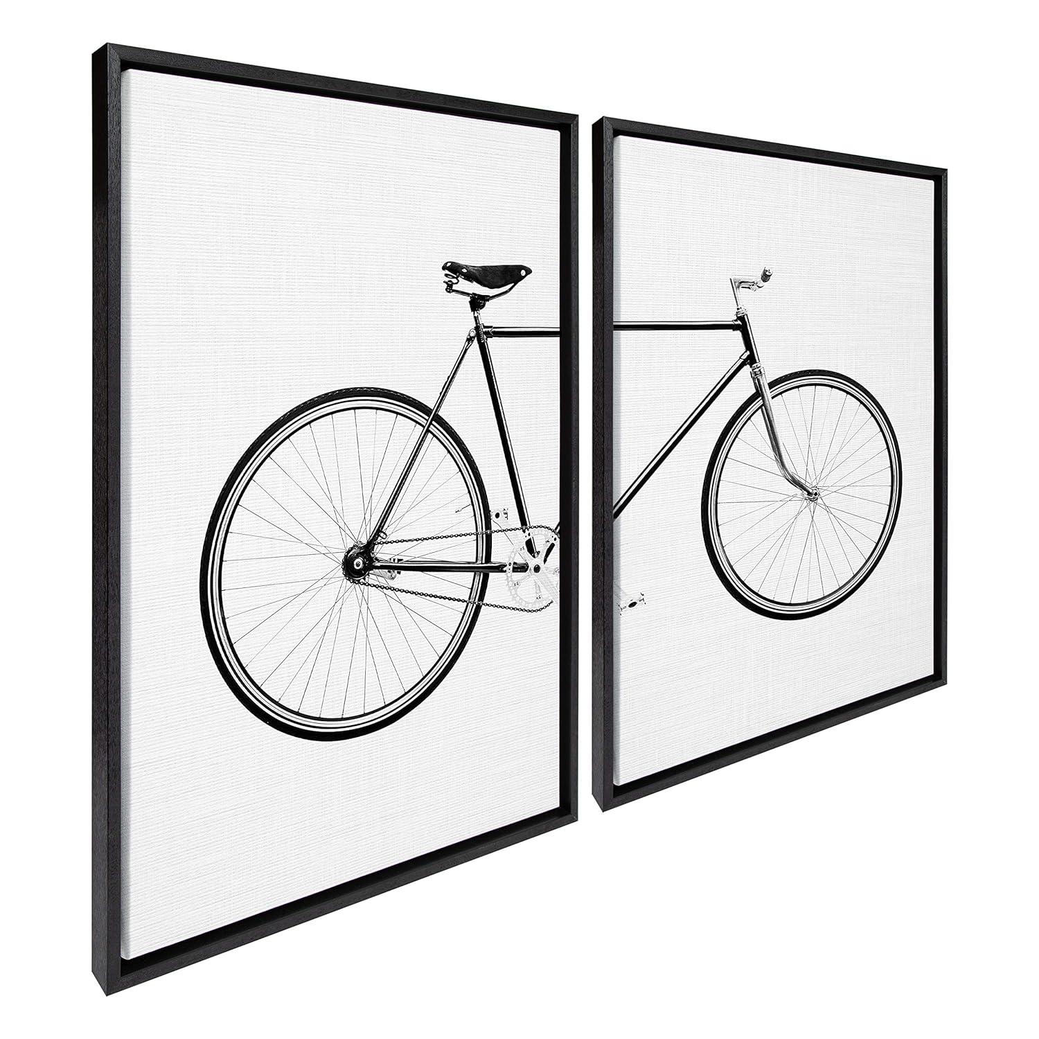 2pc 23" x 33" Sylvie Bicycle by Simon Te of Tai Prints Farmed Wall Canvas Black - Kate & Laurel All Things Decor