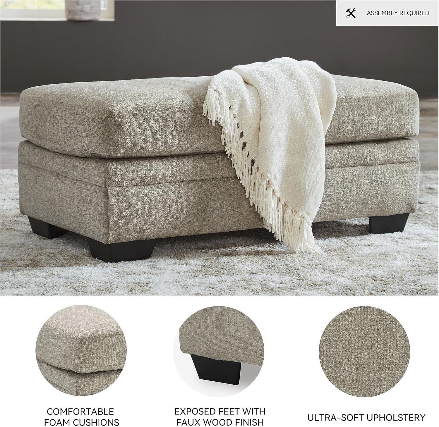 Signature Design by Ashley Stonemeade Upholstered Ottoman, Taupe Brown