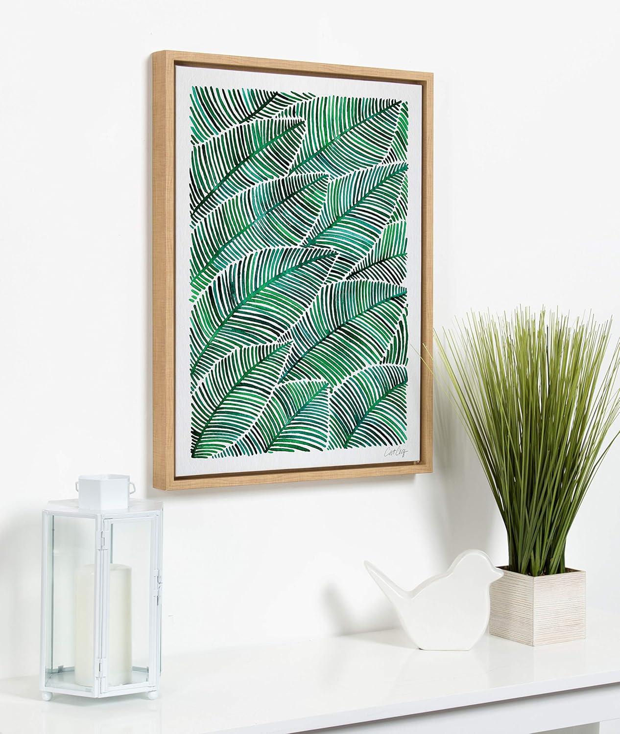 18" x 24" Sylvie Tropical Leaves Framed Canvas by Cat Coquillette Natural - Kate and Laurel