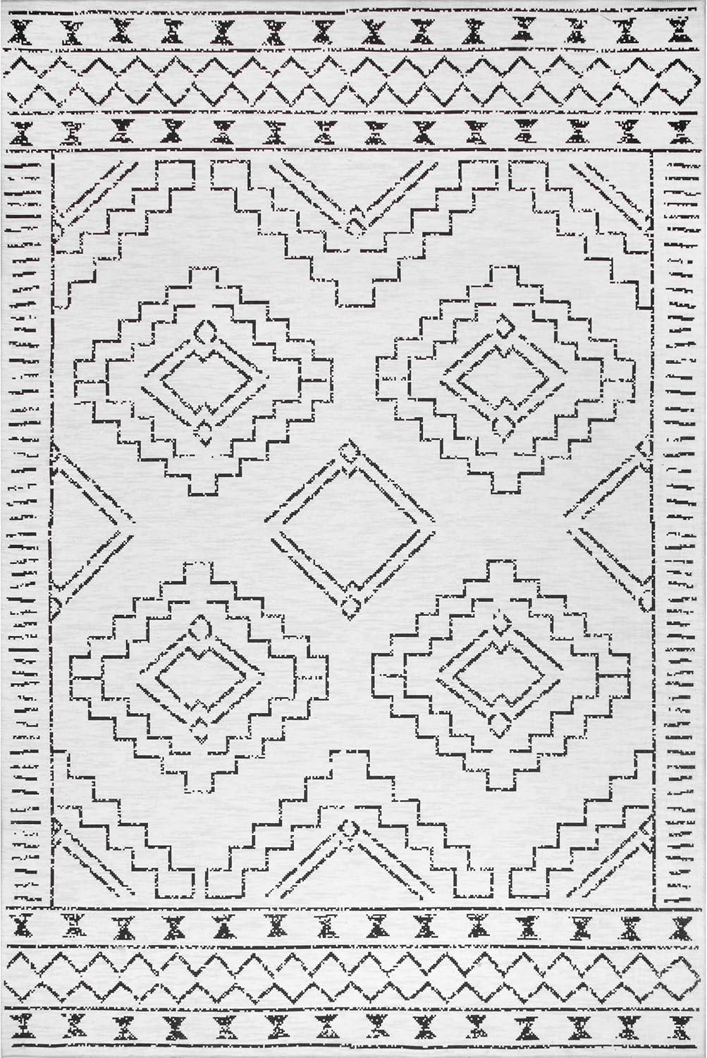 Nuloom Noa Pet Friendly Machine Washable Moroccan Area Rug, 5' x 8', White