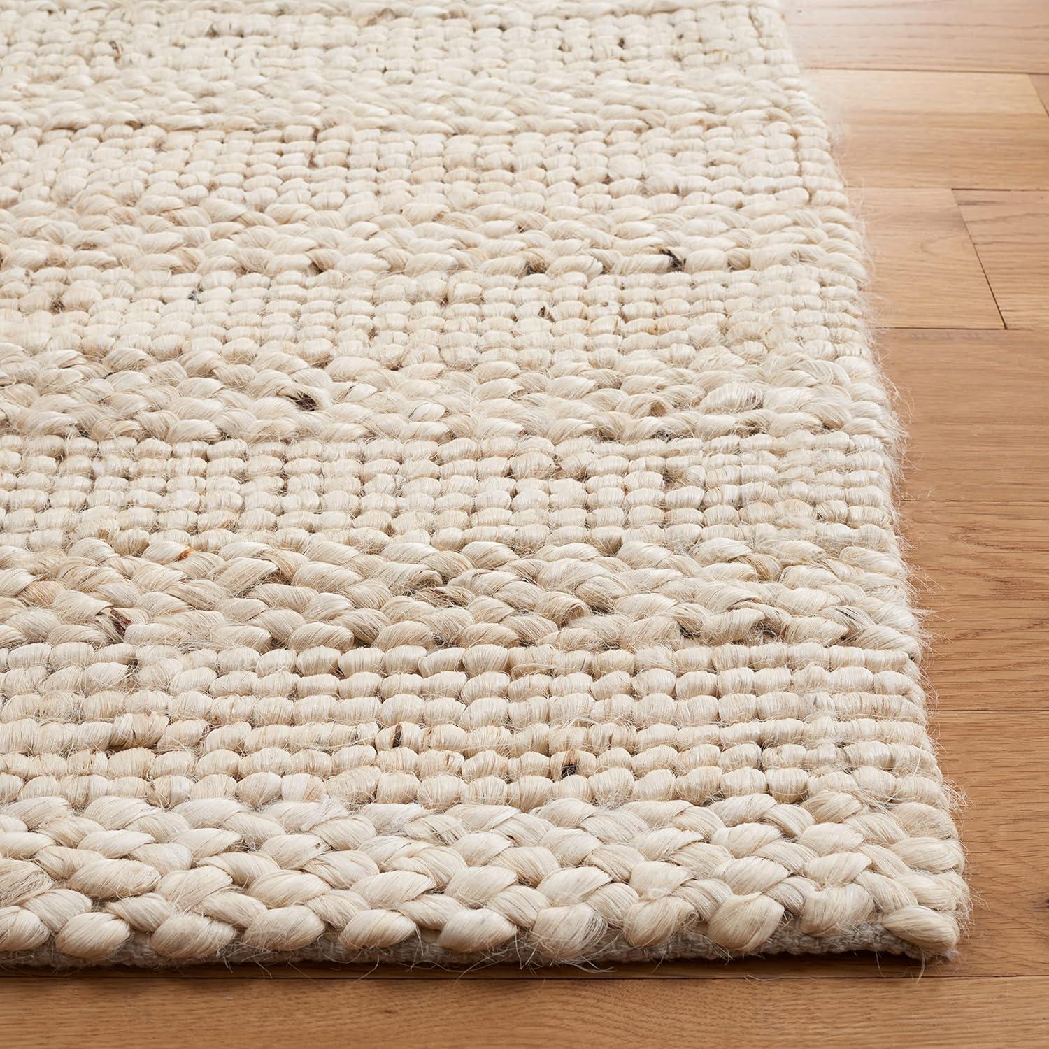 Handmade Bleach Cotton Braided Square Area Rug