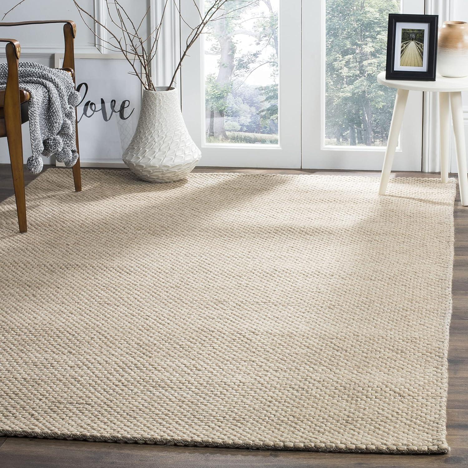 Beige Hand-Tufted Wool and Synthetic 11' x 15' Area Rug