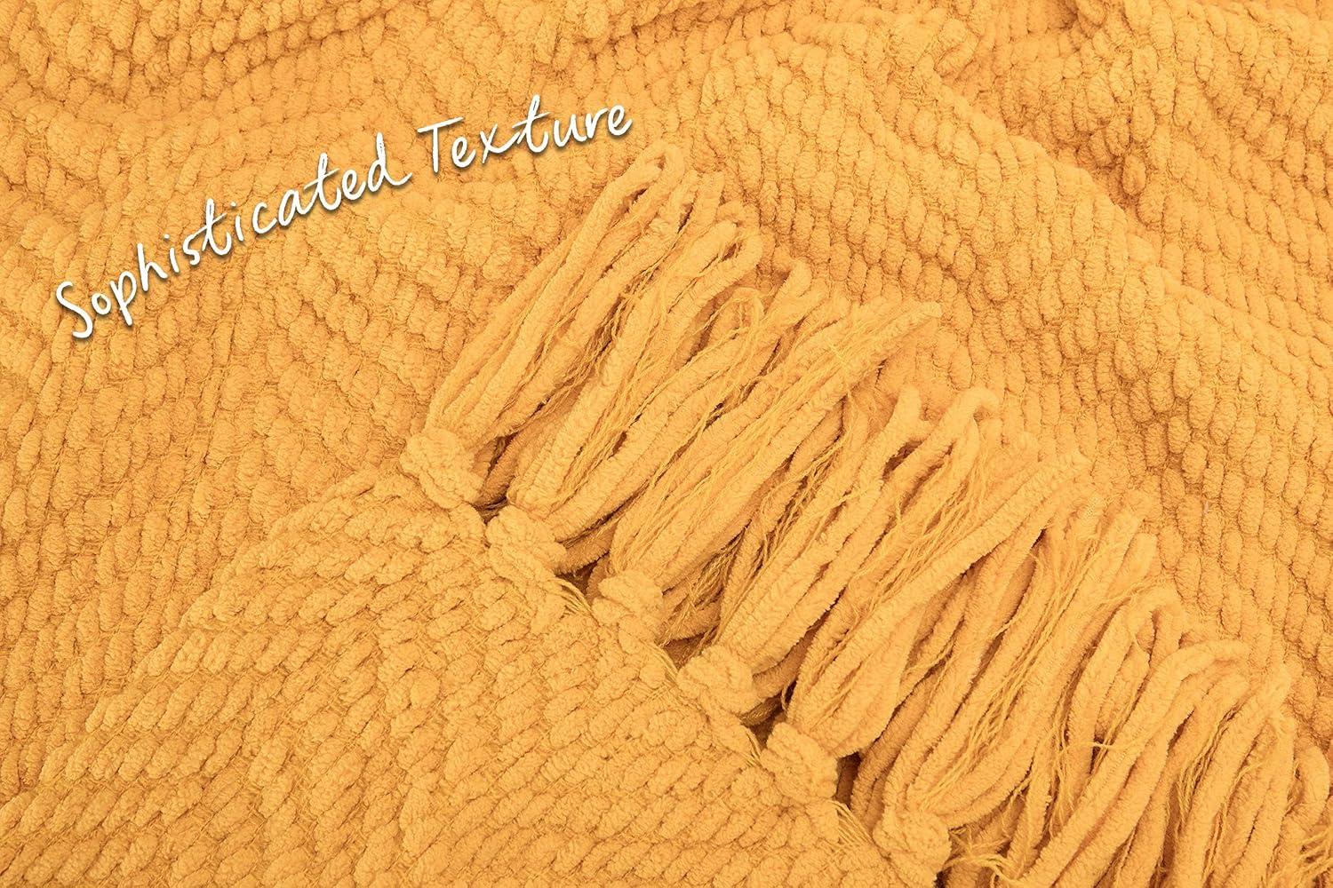 Chanasya Textured Knit Throw Blanket with Tassels