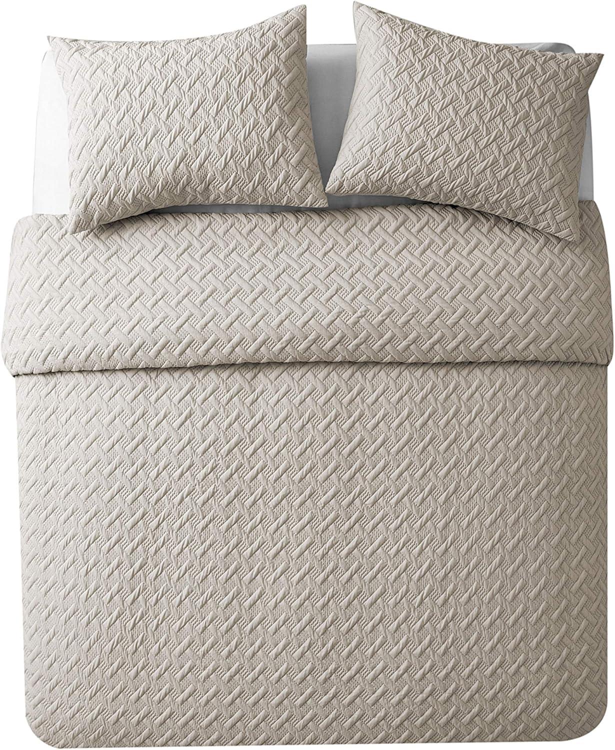 Nina Embossed Basketweave Quilt Set