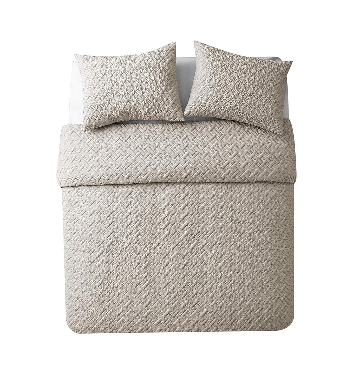 Nina Embossed Basketweave Quilt Set