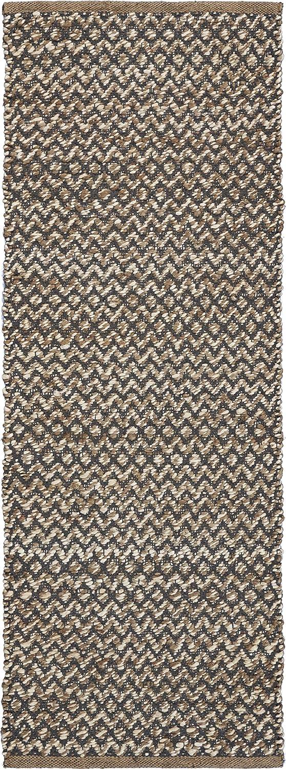 Gray and Beige Cotton Chevron Runner Rug, 2' x 5'8"