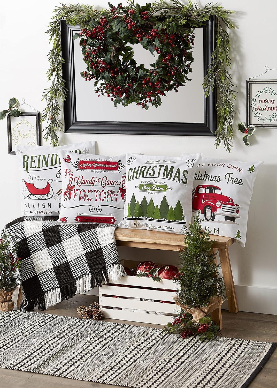 4pk 18"x18" Christmas Printed Square Throw Pillow Covers - Design Imports