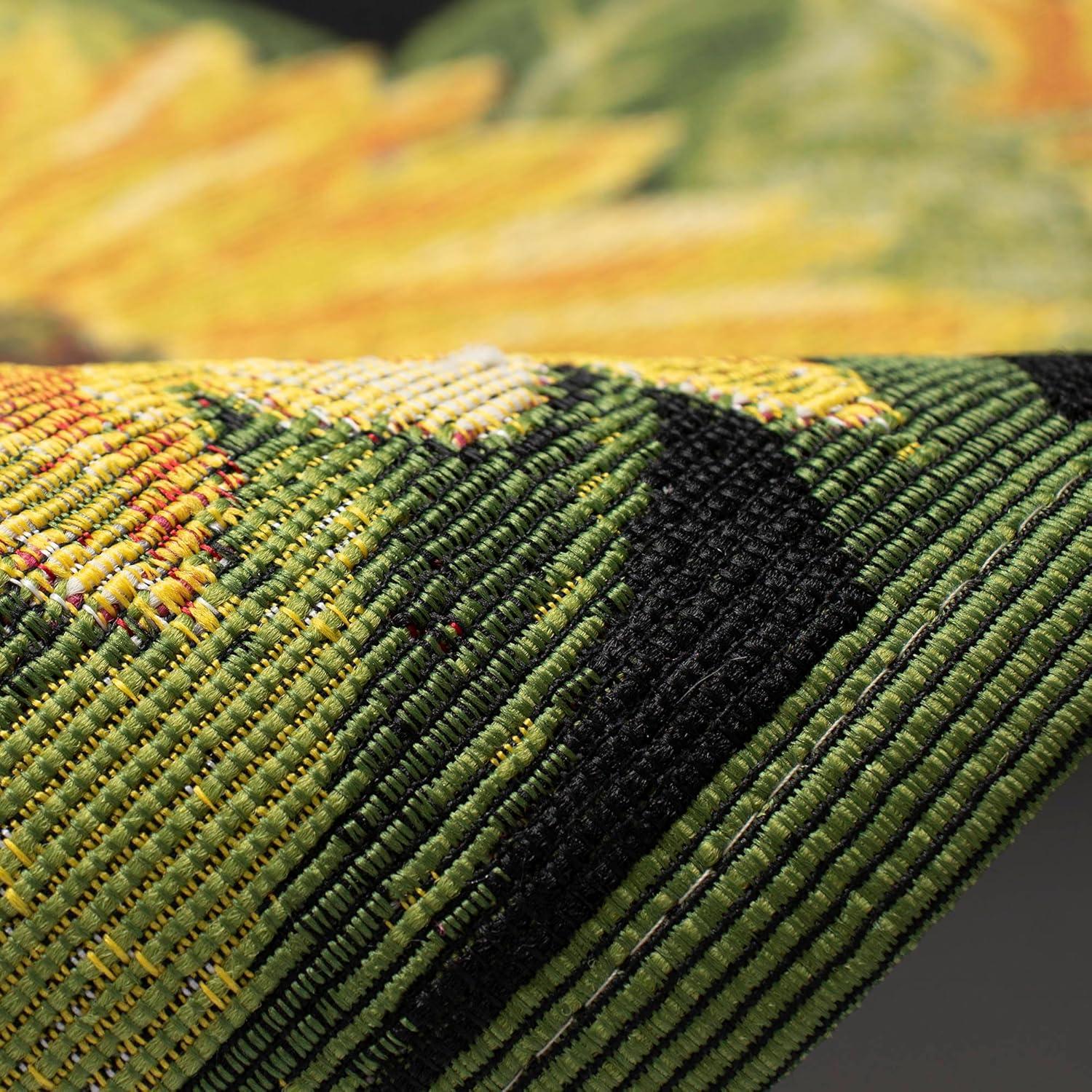 Liora Manne Marina Sunflowers Indoor/Outdoor Rug Black 3'3" x 4'11"