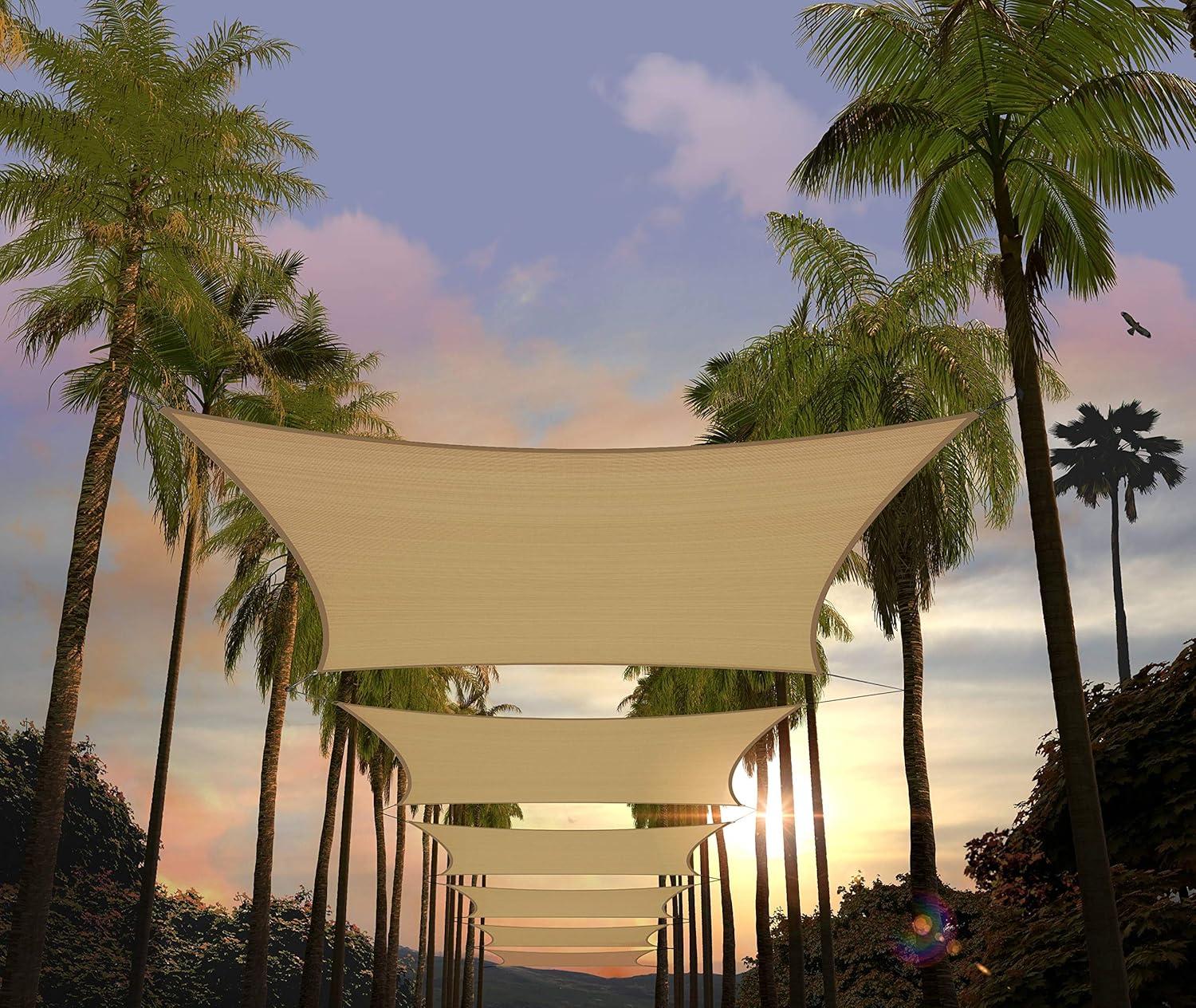 Amgo Square Sun Shade Sail 200 GSM, 95% UV Blockage