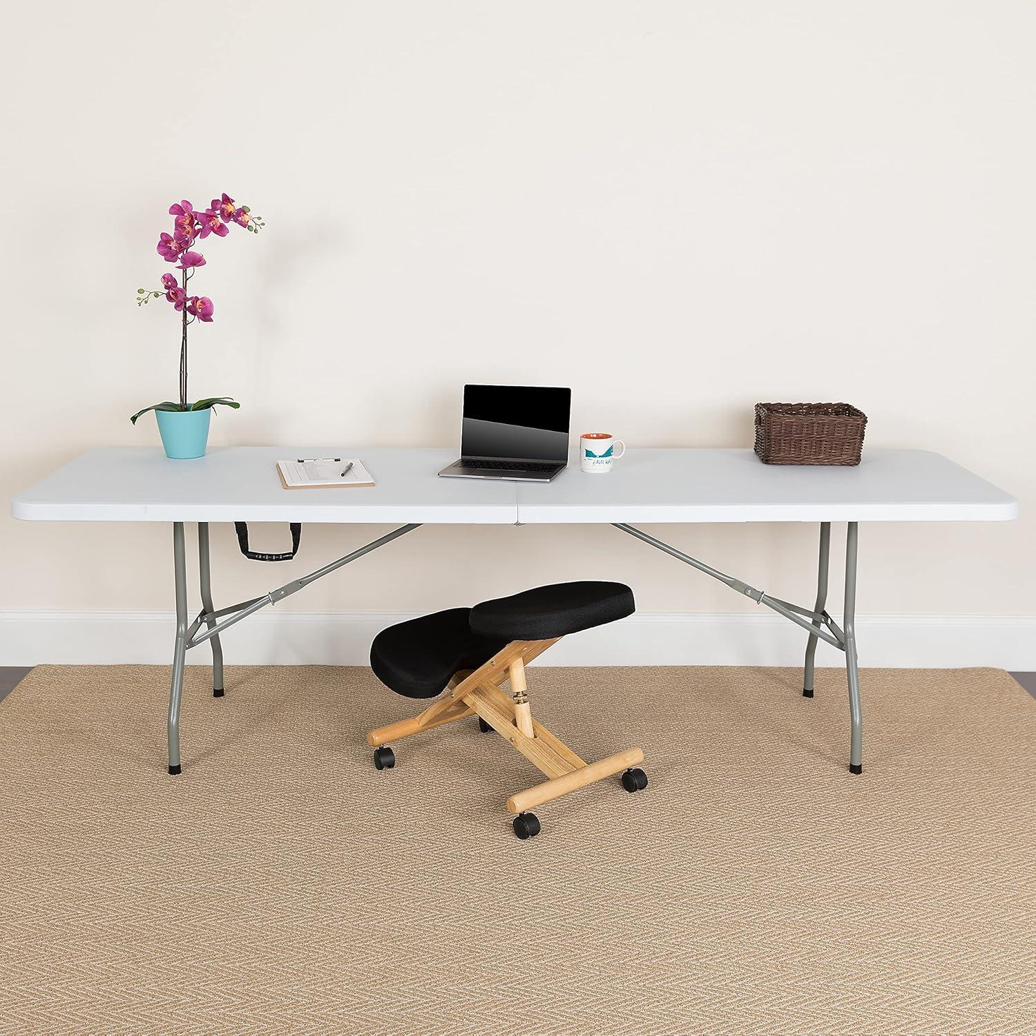 8-Foot Bi-Fold Plastic Banquet and Event Folding Table with Carrying Handle