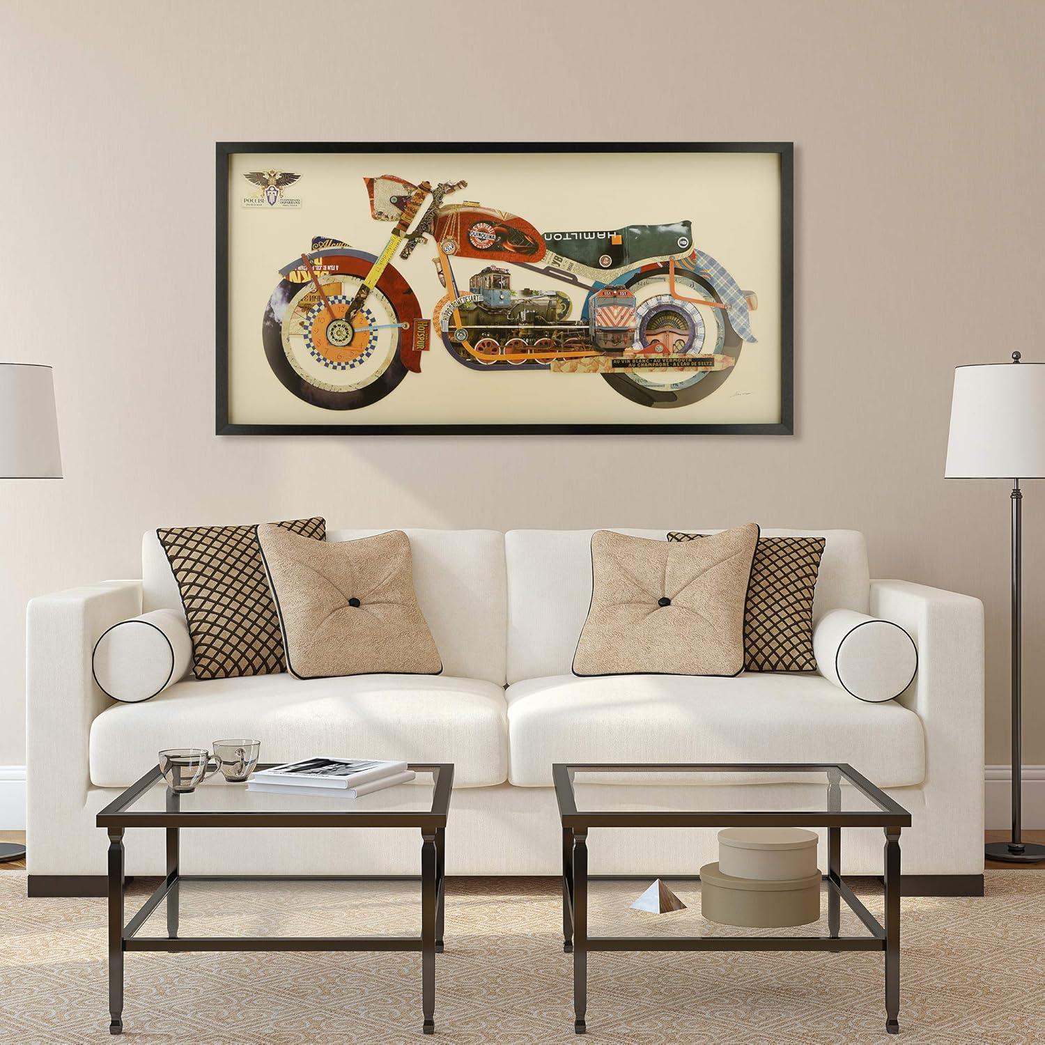 "Holy Furious Motorbike" Dimensional Collage Framed Graphic Art Under Glass Wall Art