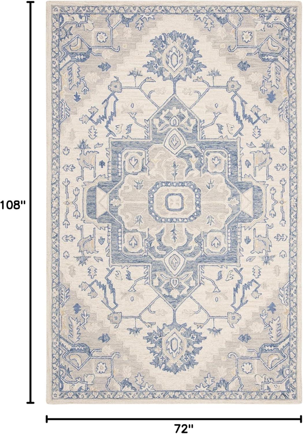 Micro-Loop MLP503 Hand Tufted Indoor Area Rug - Ivory/Blue - 6'x9' - Safavieh