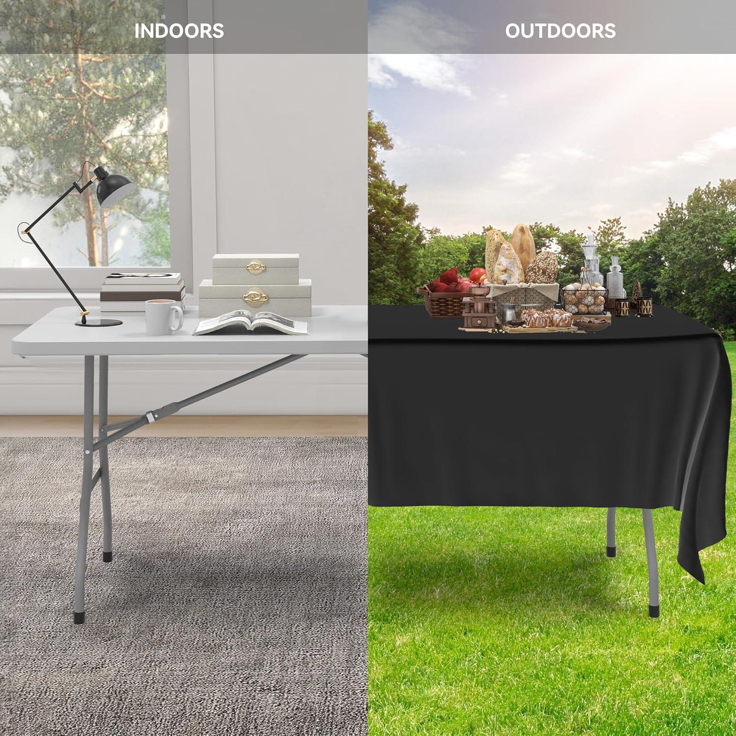 Folding Table 6 Foot,  Heavy-Duty, Portable Plastic Construction with Carrying Handle – Perfect for Picnics, Parties, and Office Indoor Outdoor Use, White
