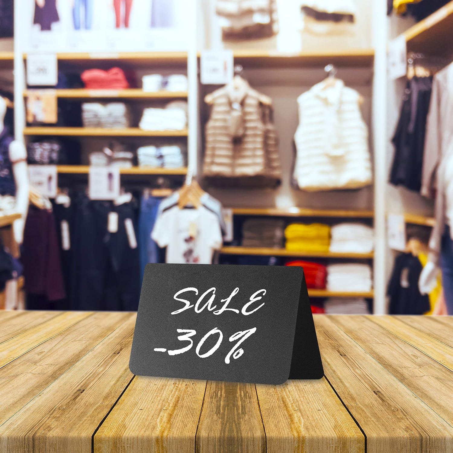 10 Pack Mini Chalkboard Table Tent Signs 4x3 – Reusable Food Labels for Buffet Party & Wedding – Plastic Display Chalk Board Tags for Catering & Event Displays