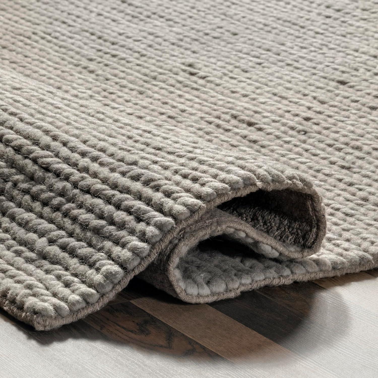 nuLOOM Penelope Braided Wool Area Rug, 5' x 8', Light Gray