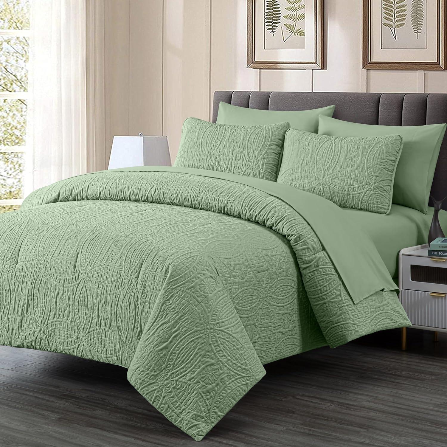 Chezmoi Collection Liam Microfiber 7 Piece Bed in a Bag Comforter Set