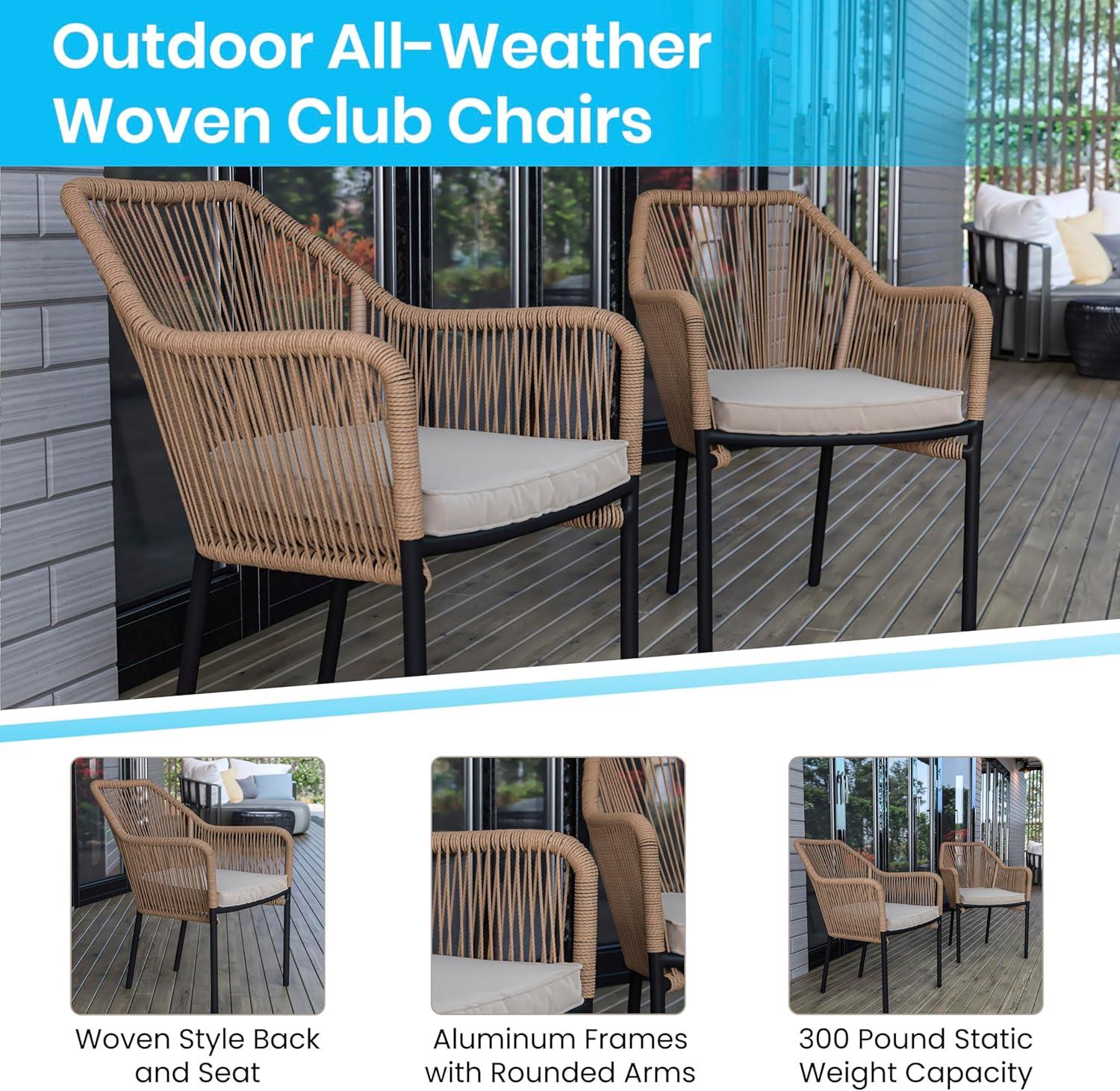 Taylor & Logan Kyla Metal Outdoor Stacking Dining Armchair with Cushion (Set of 2)