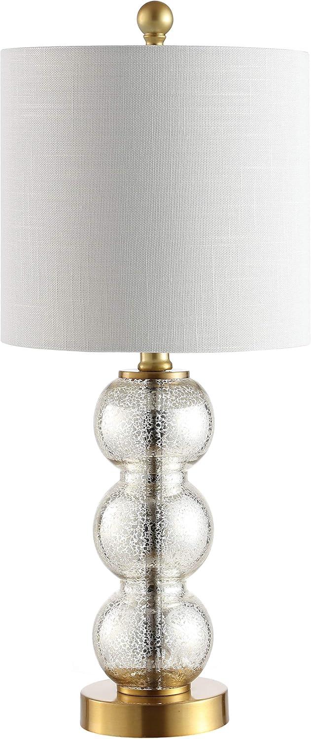 21" Brass Gold and White Glass Table Lamp