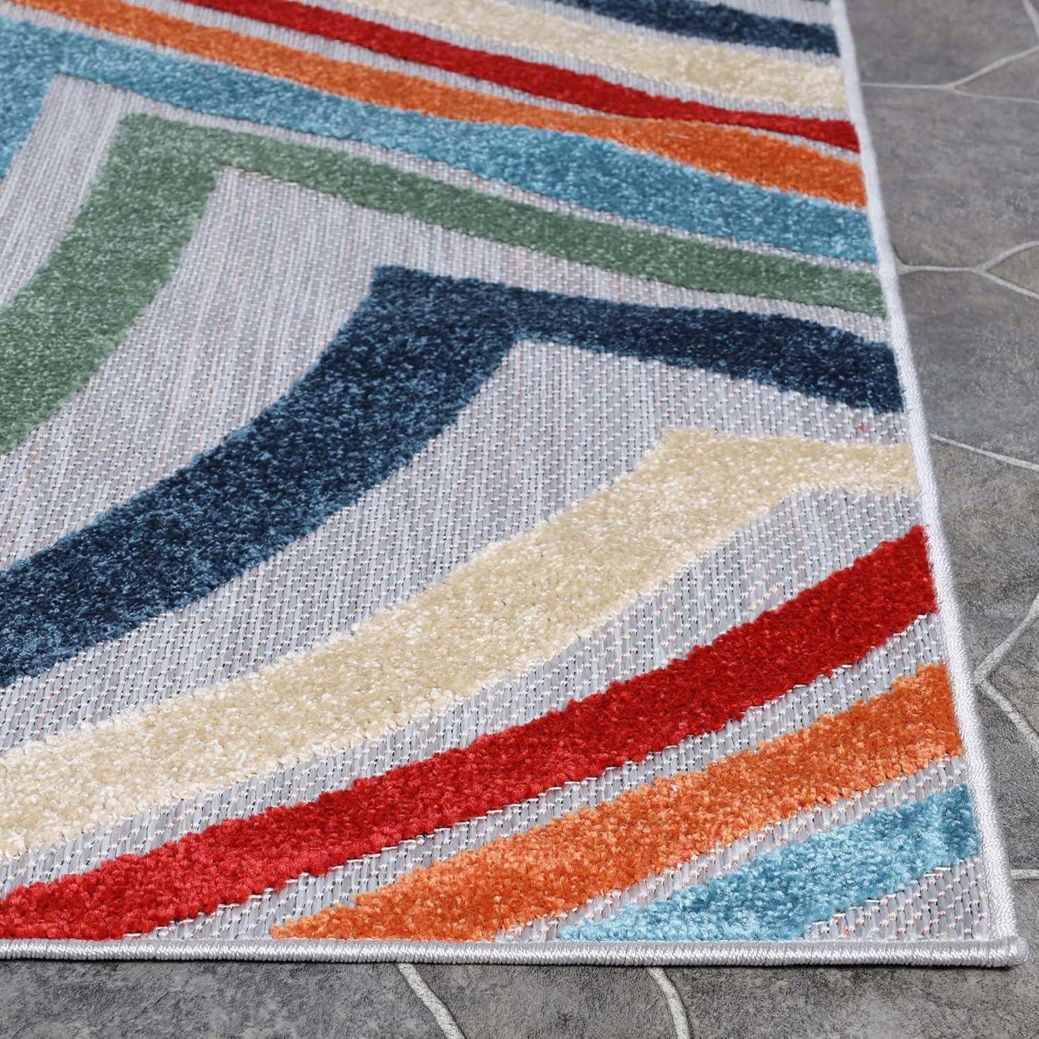 Superior Wave Coastal Striped Indoor Outdoor Area Rug, 4' x 6', Multicolor