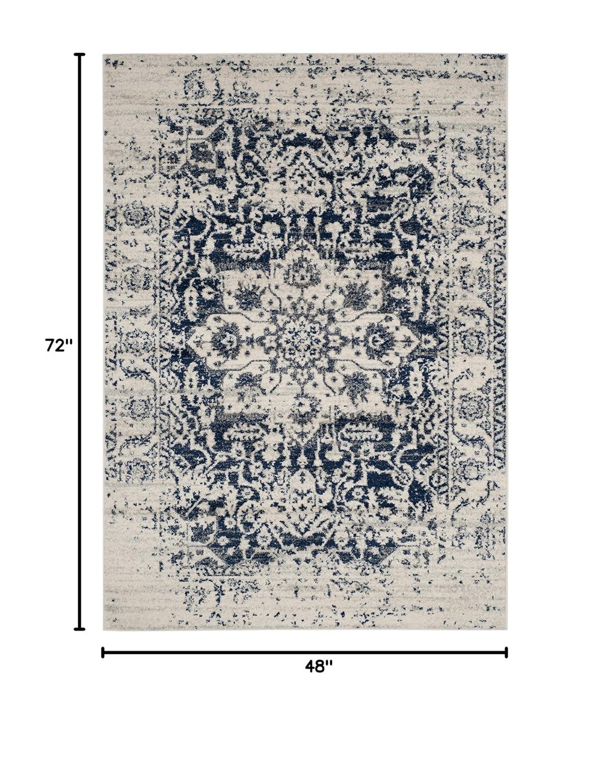 Madison MAD603 Power Loomed Indoor Area Rug - Cream/Navy - 4'x6' - Safavieh