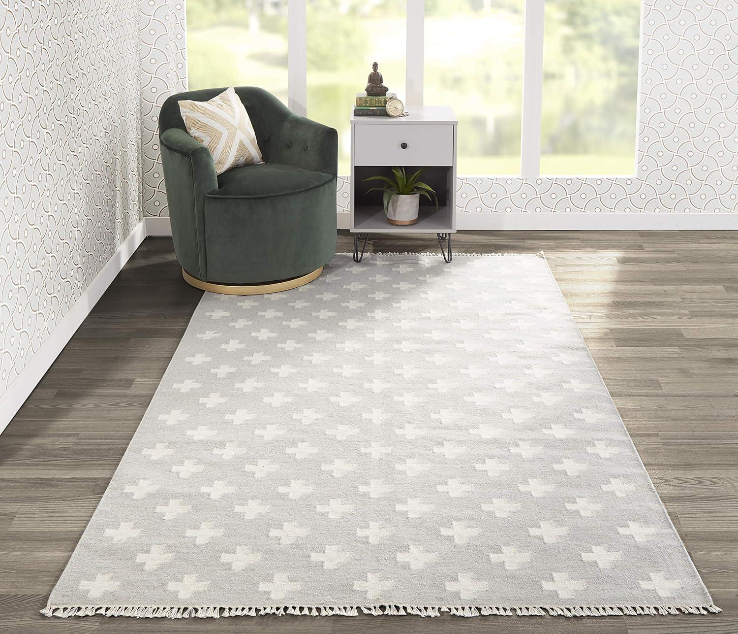 Novogratz Topanga Geometric Handwoven Wool Gray/White Area Rug & Reviews | AllModern