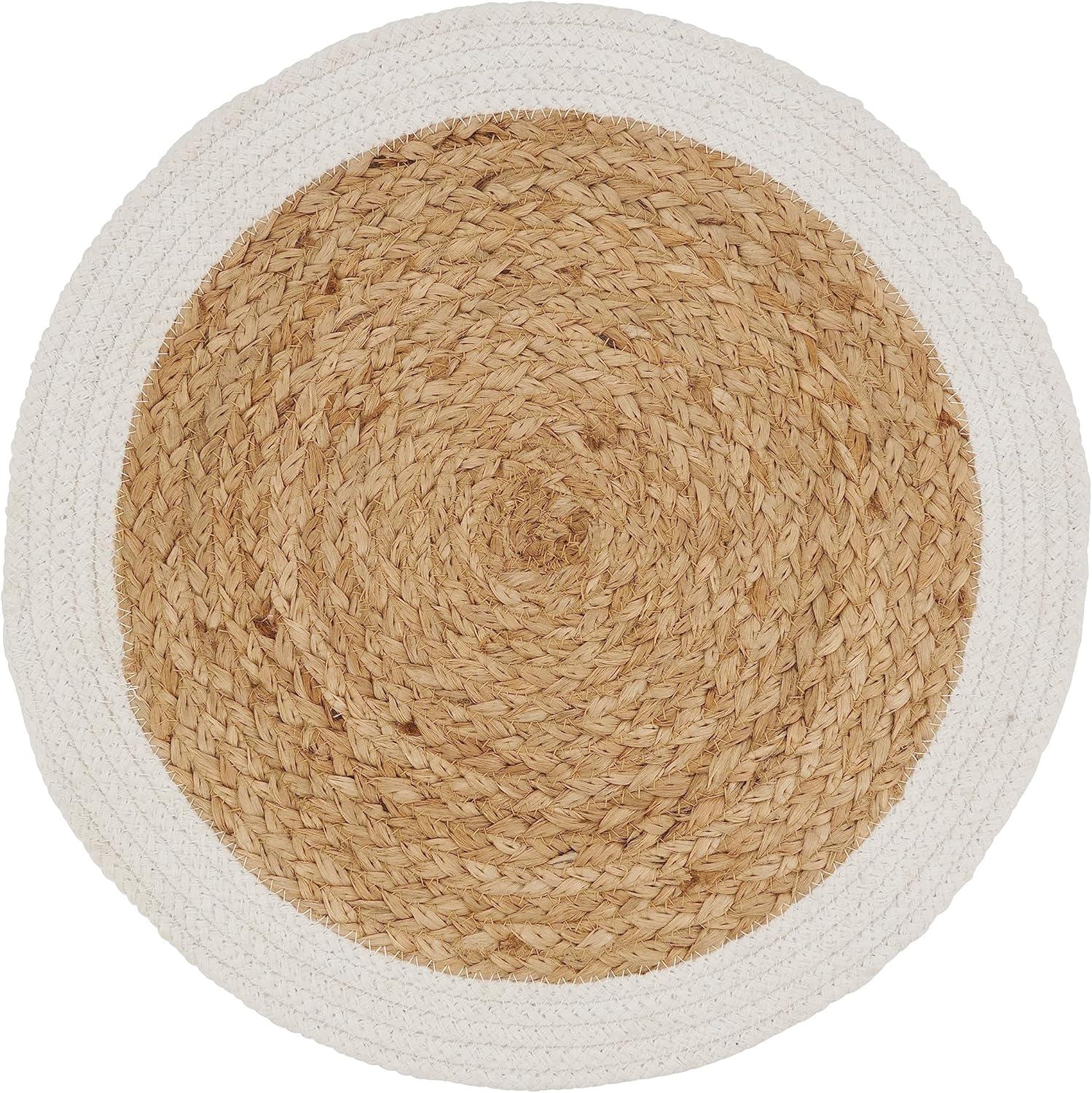 Saro Lifestyle Handmade Jute Braided Placemat (Set of 4), 15", White