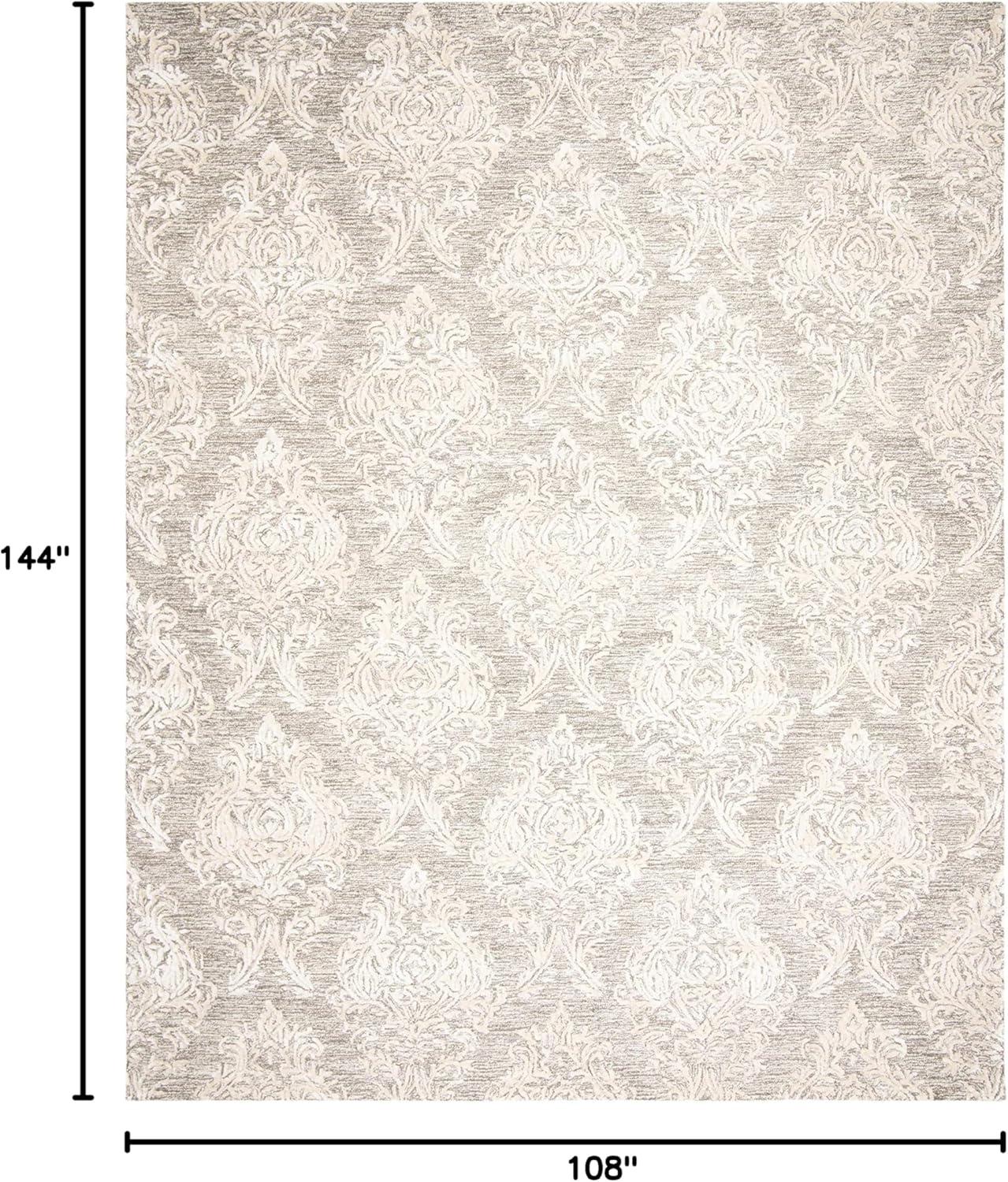 SAFAVIEH Glamour Tiana Damask Area Rug, Grey/Ivory, 9' x 12'