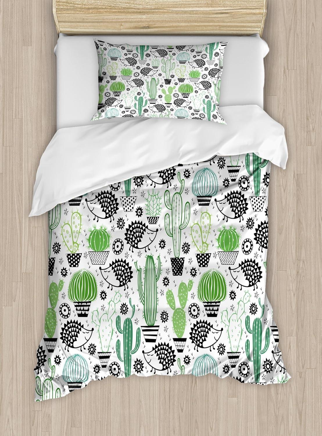Ambesonne Eclectic Floral Duvet Cover Set