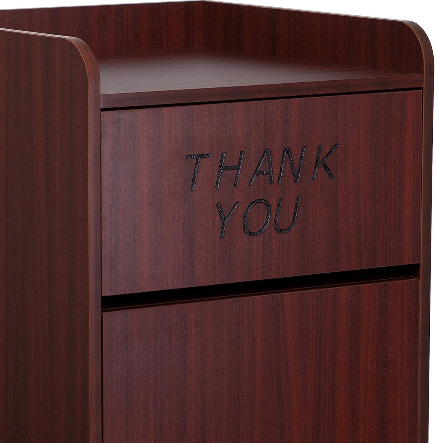 Emma and Oliver Wood Tray Top "Thank You" Restaurant Food Court Receptacle