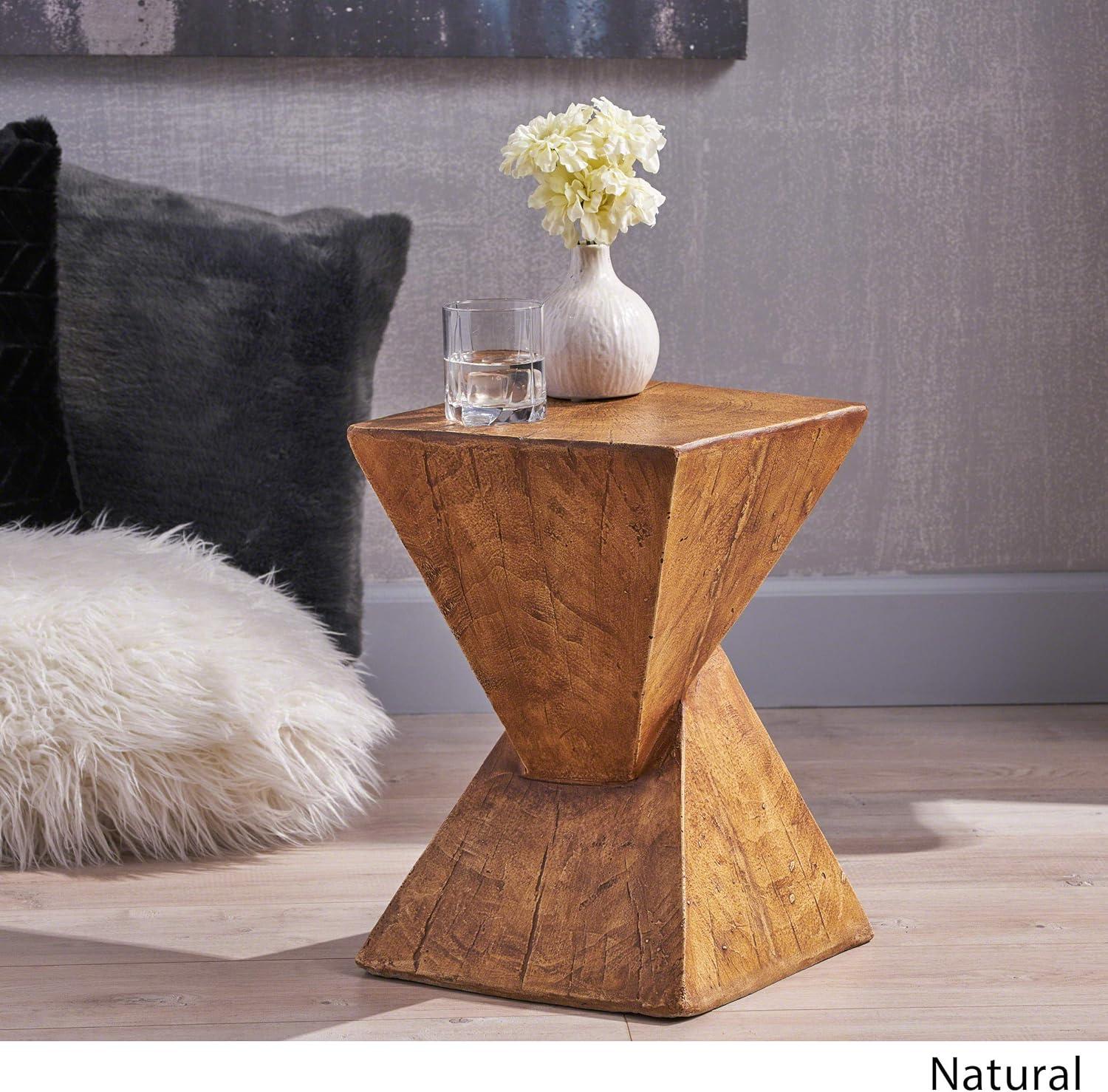 Twisted Hourglass Modern Accent Table in Wood Finish