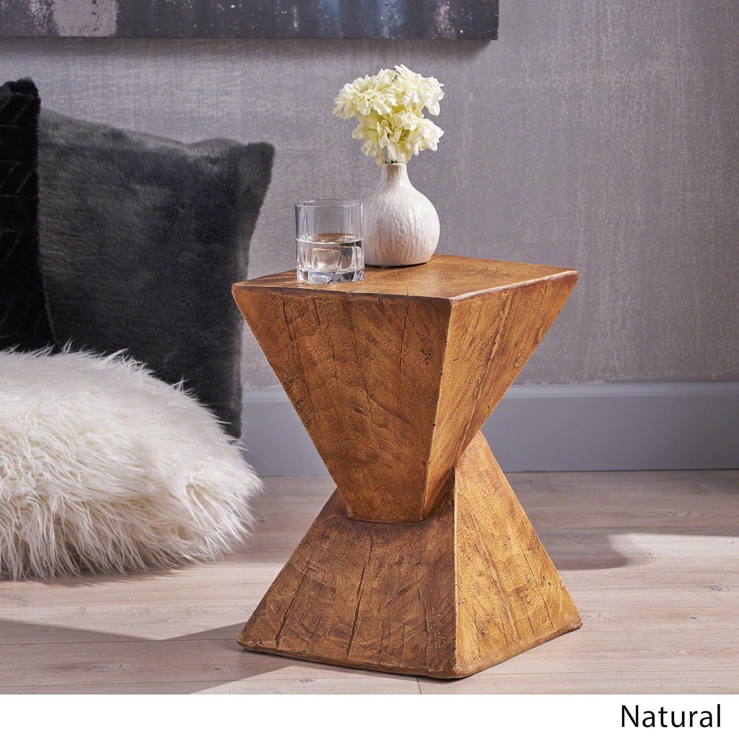 Christopher Knight Home Tess Indoor/Outdoor Geometric Lightweight Concrete Accent Table, Natural Brown