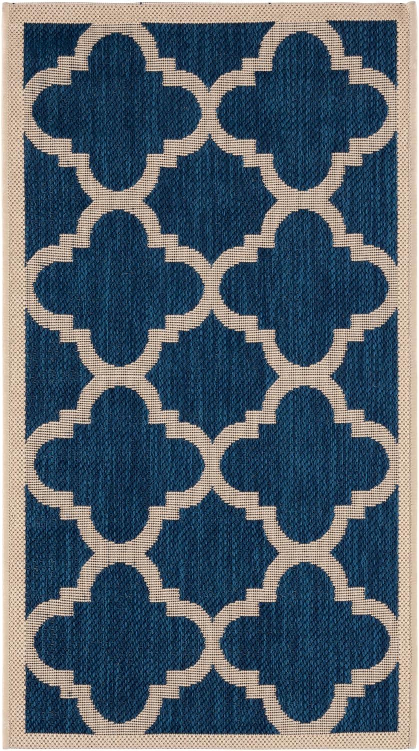 24" Chic Black Moroccan Tile Indoor/Outdoor Flatweave Rug