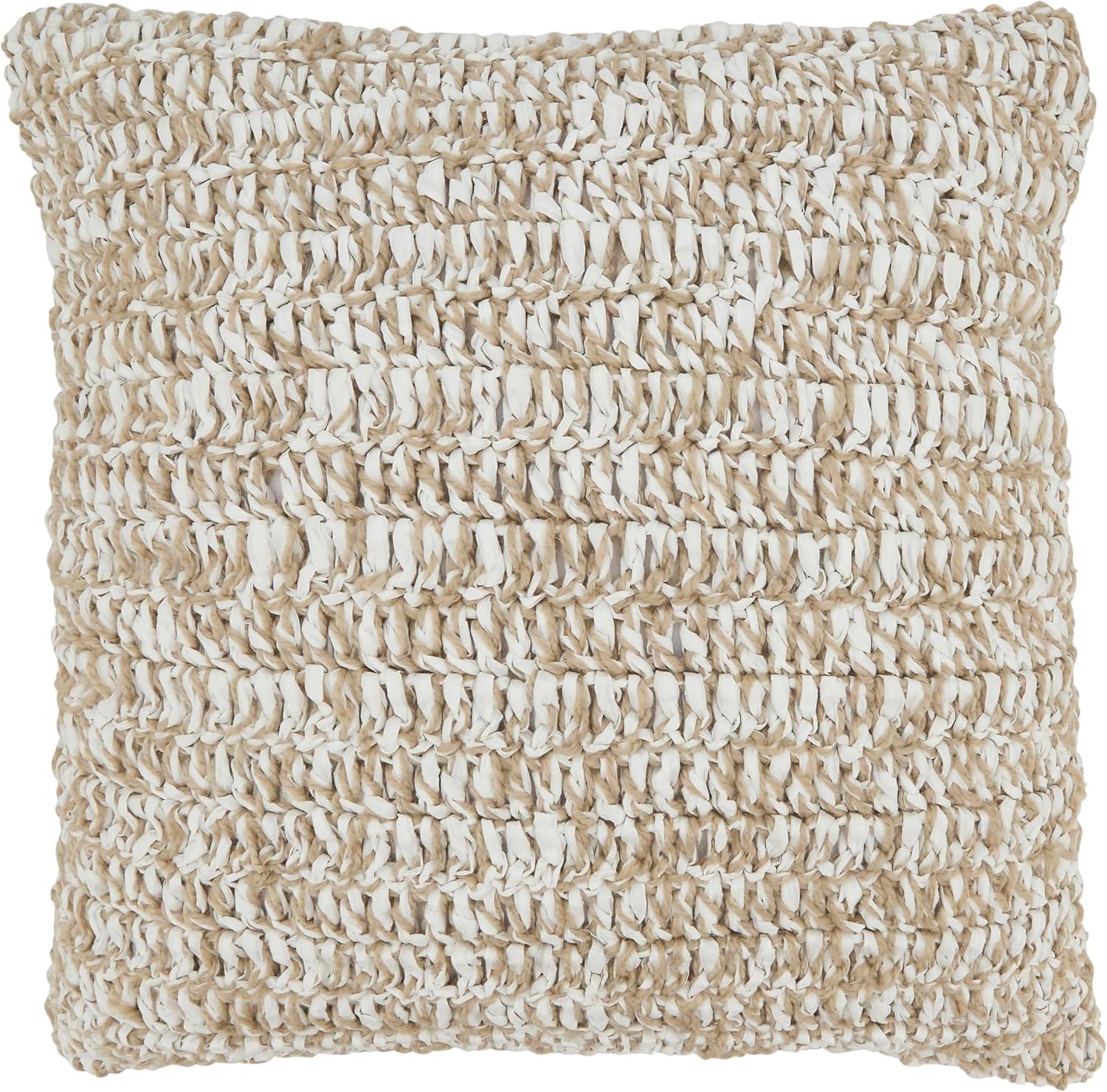 Natural Raffia Poly Filled Square Outdoor Throw Pillow