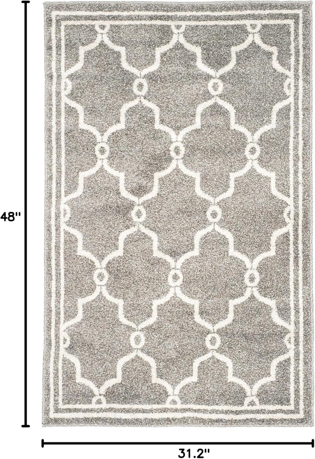 Square Gray Easy-Care Synthetic Spot-Resistant Rug