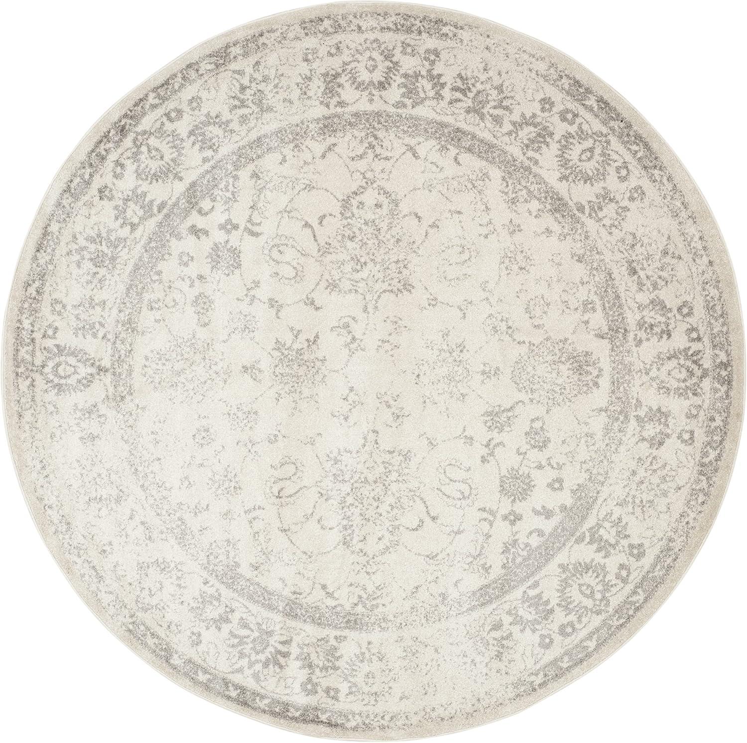 Adirondack ADR109 Machine Made Indoor Area Rug - Ivory/Silver - 12' Round - Safavieh