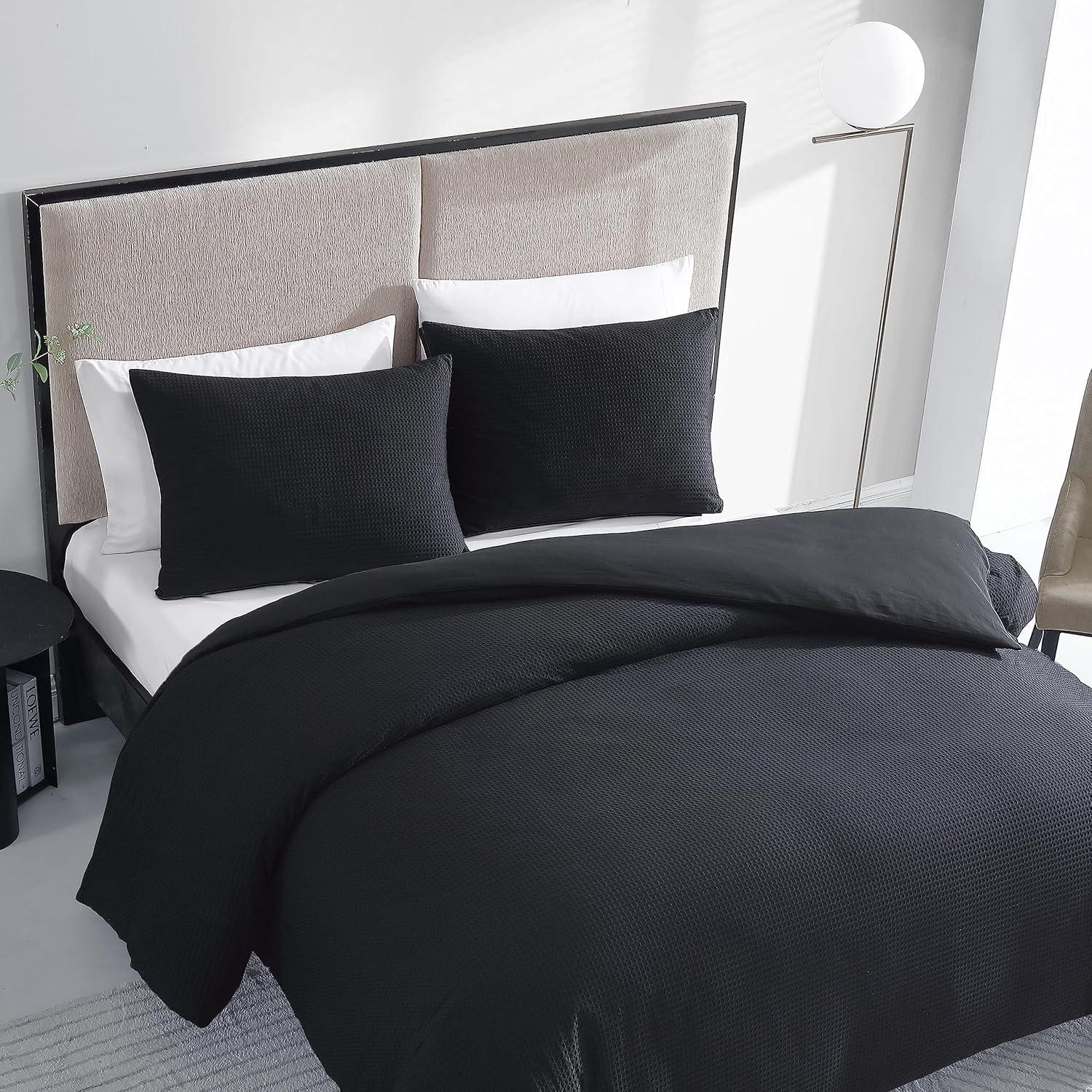 King Black Cotton Reversible Comforter Set with Shams