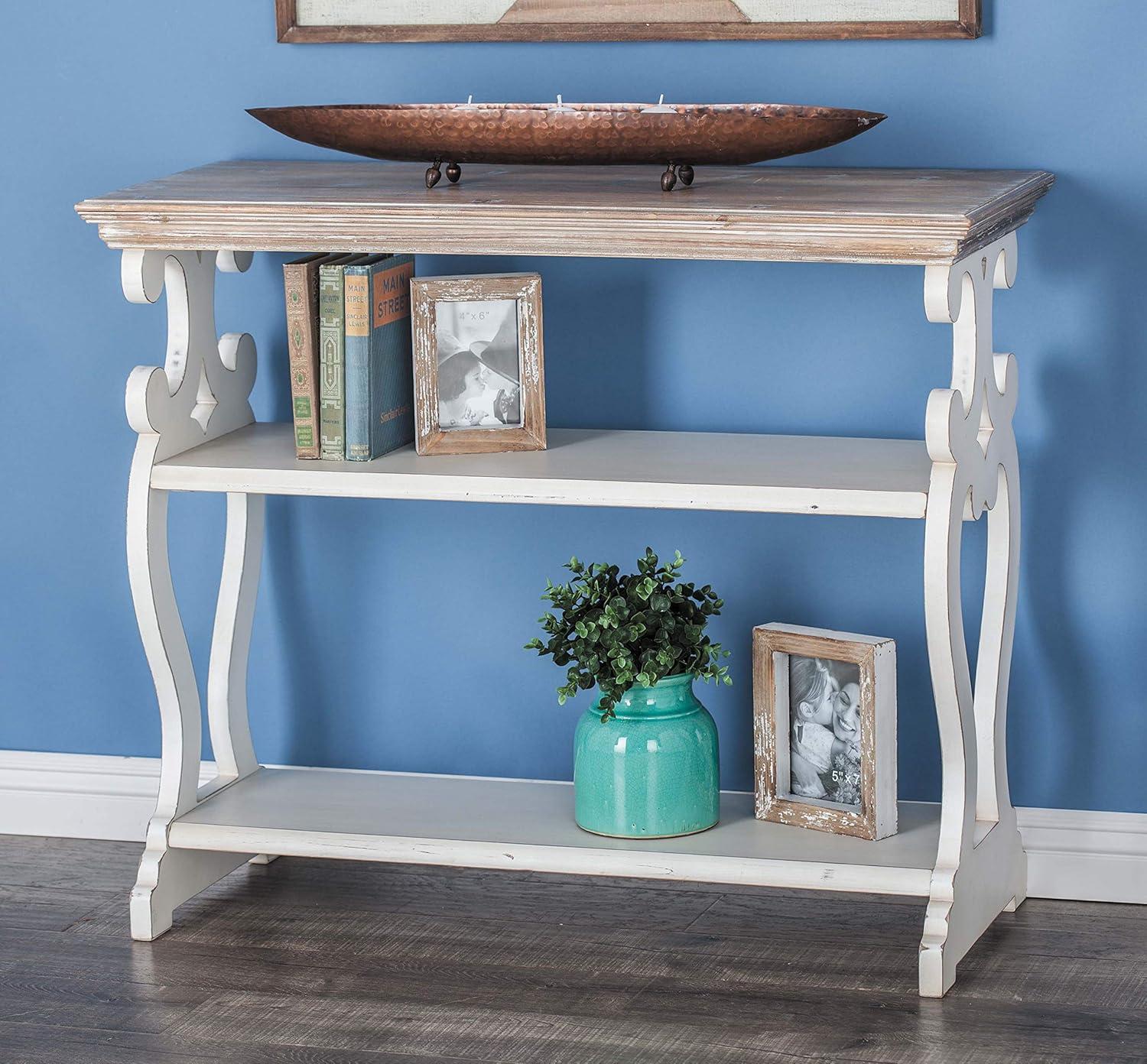 Farmhouse Wood Console Table Off White - Olivia & May: 2-Shelf Design, Tall Profile