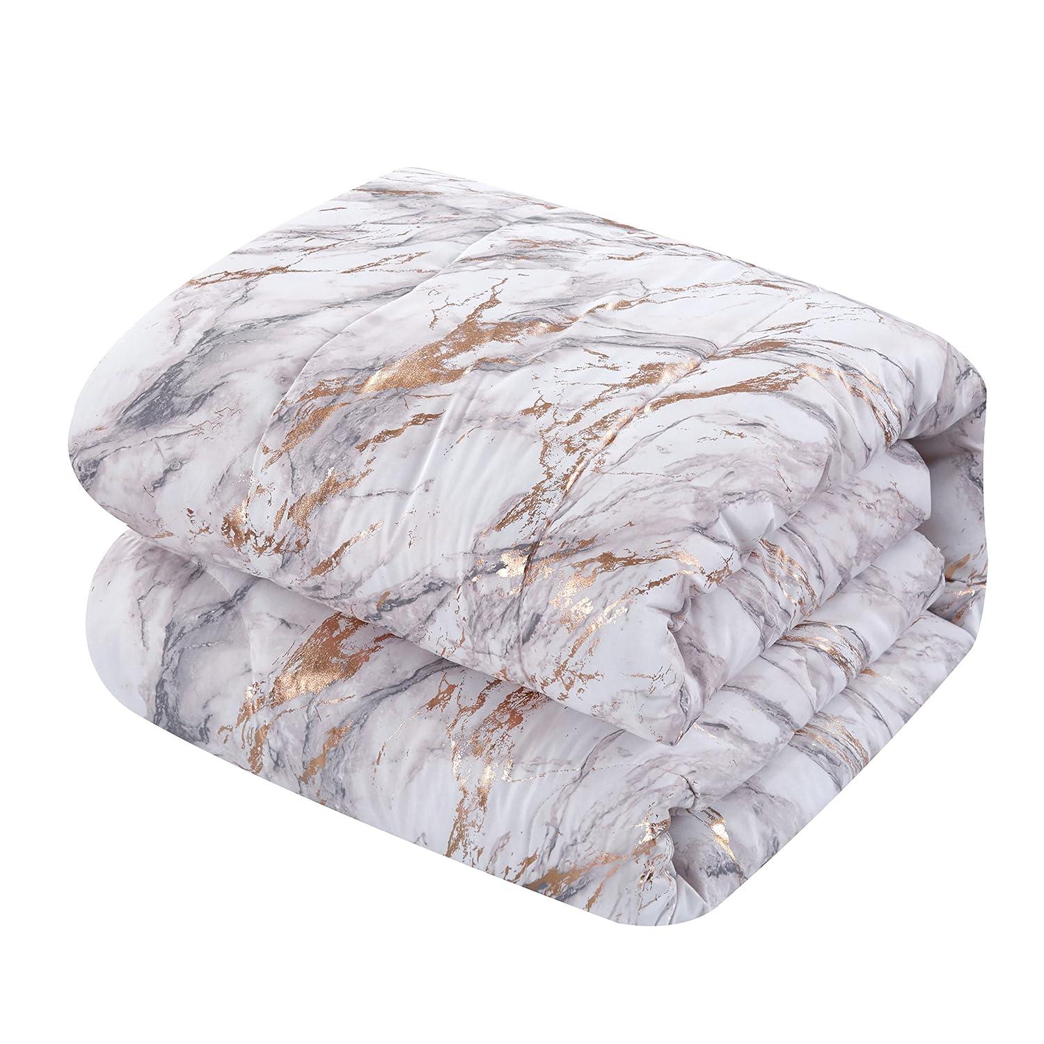 Pop Shop Marble Comforter Set, Twin, Rose Gold T