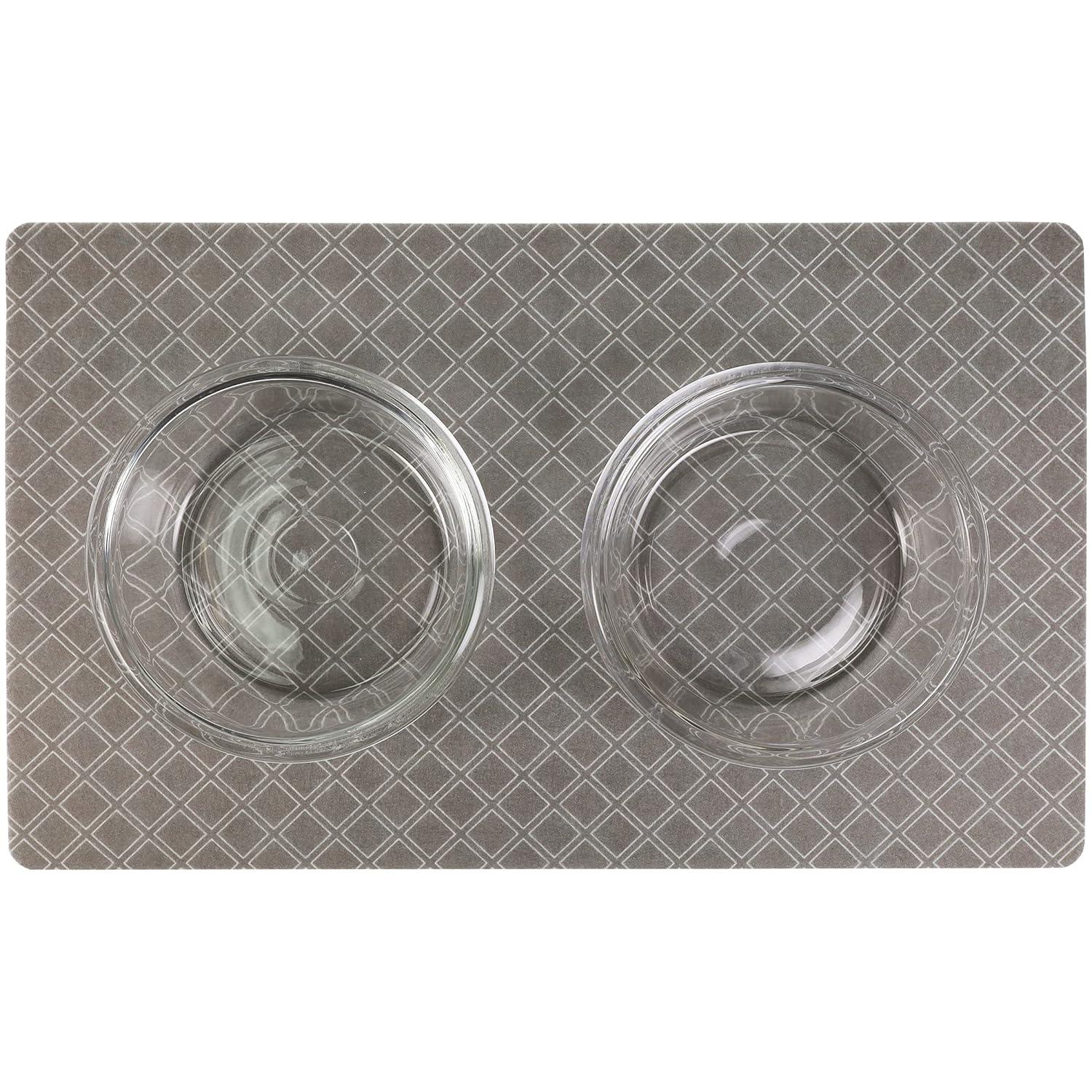Pet Bowl Placemat, Feeding Mat For Dog & Cat - Thin, Absorbent, Waterproof, Machine Washable