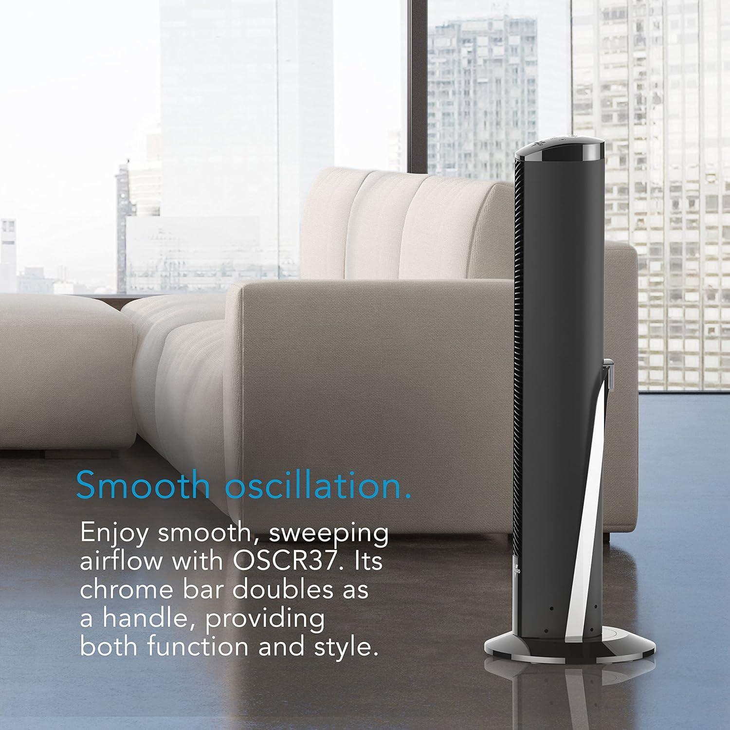 Vornado 37" OSCR37 Oscillating Tower Fan Black: Quiet Standing Fan with Remote, 4 Speeds, Programmable Timer, Indoor Use