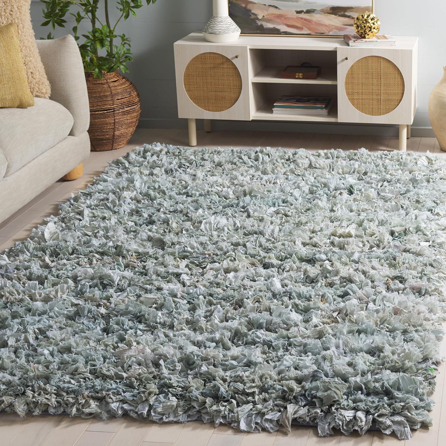 Rio Shag SG951 Hand Loomed Indoor Area Rug - Light Green - 5'x8' - Safavieh