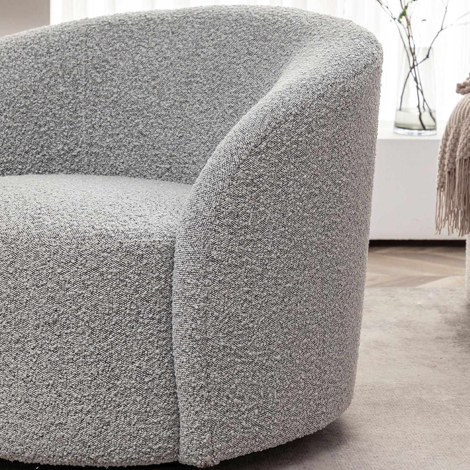 Charleah 34" Wide Boucle Upholstered Swivel Barrel Chair