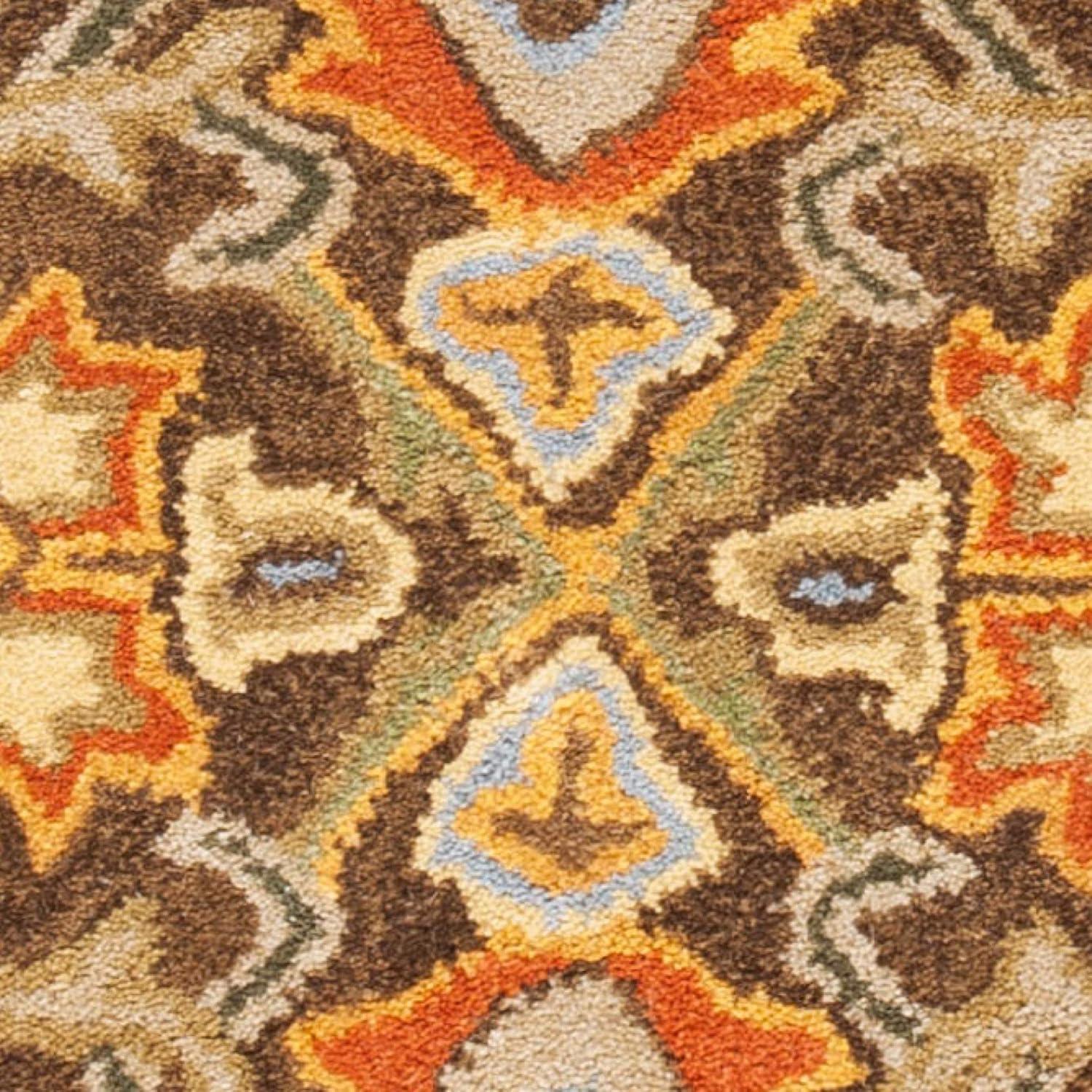 SAFAVIEH Heritage Giles Traditional Wool Area Rug, Chocolate/Tangerine, 4' x 6'