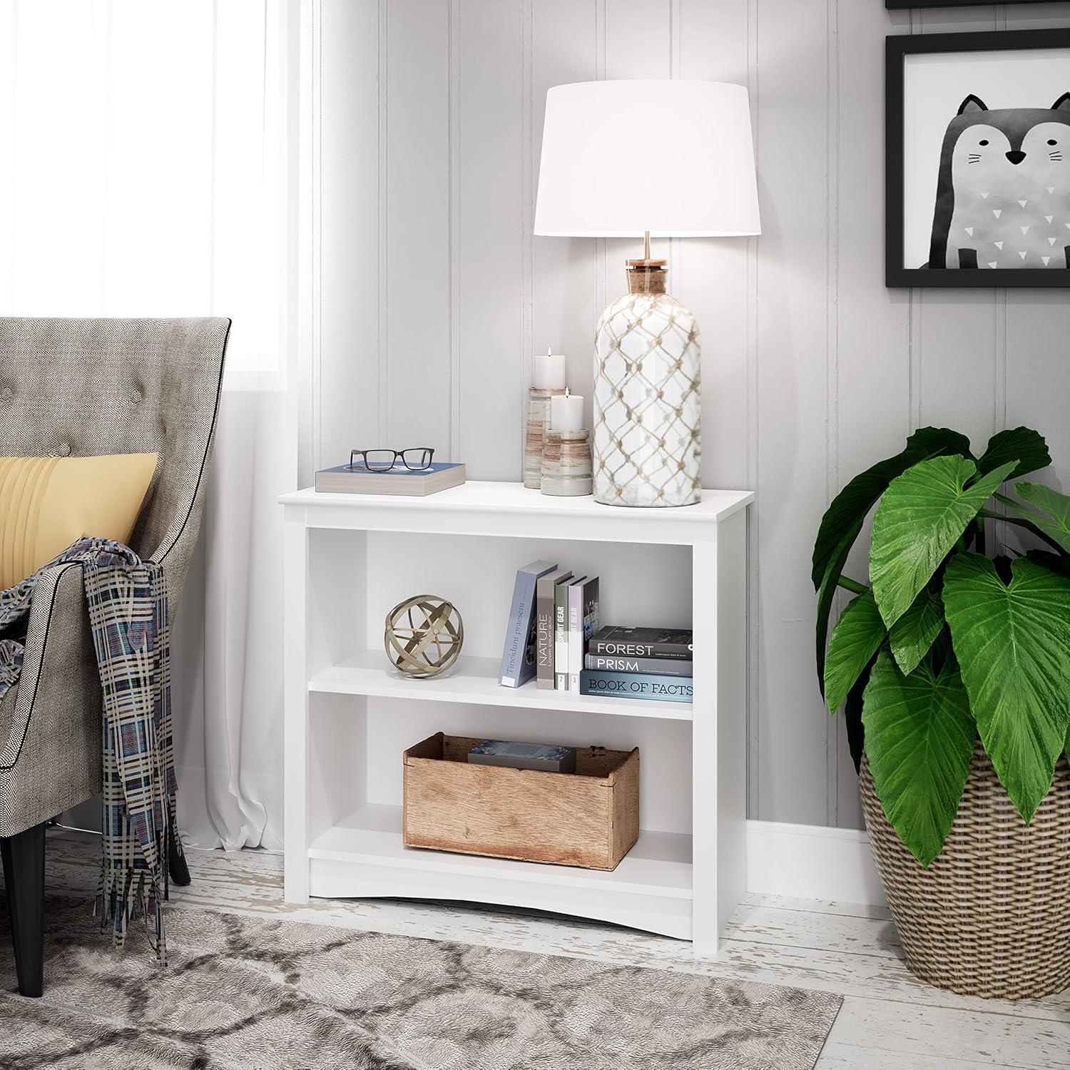 Prepac Home Office 2-Shelf Standard Bookcase with Durable Laminate Finish, White