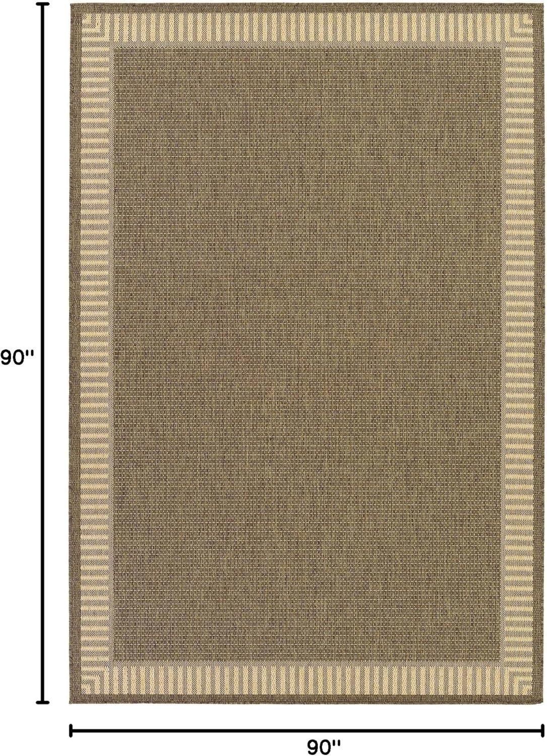 Couristan Recife Wicker Stitch Area Rug, 7'6" Square, Cocoa-Natural