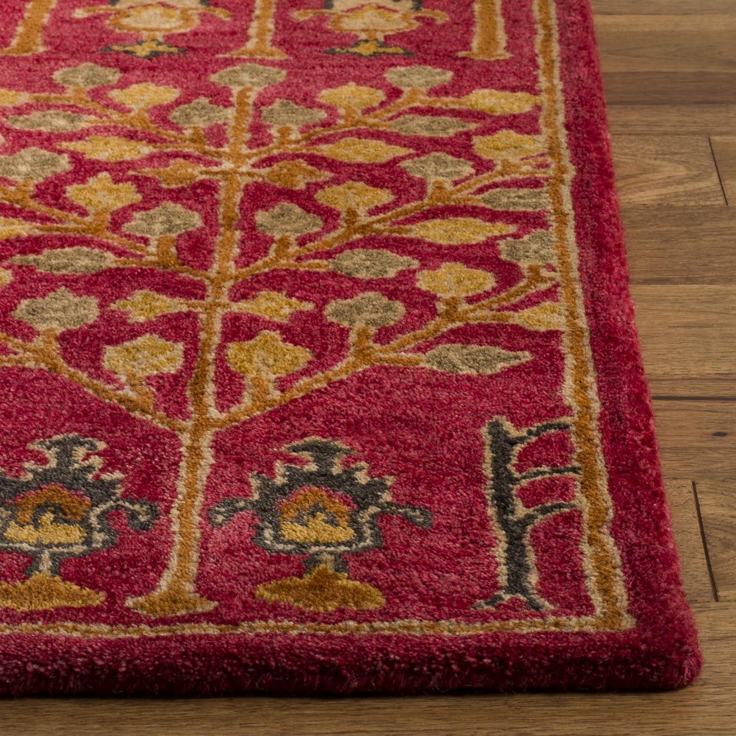 SAFAVIEH Heritage Kynaston Floral Wool Area Rug, Red/Multi, 4' x 4' Square