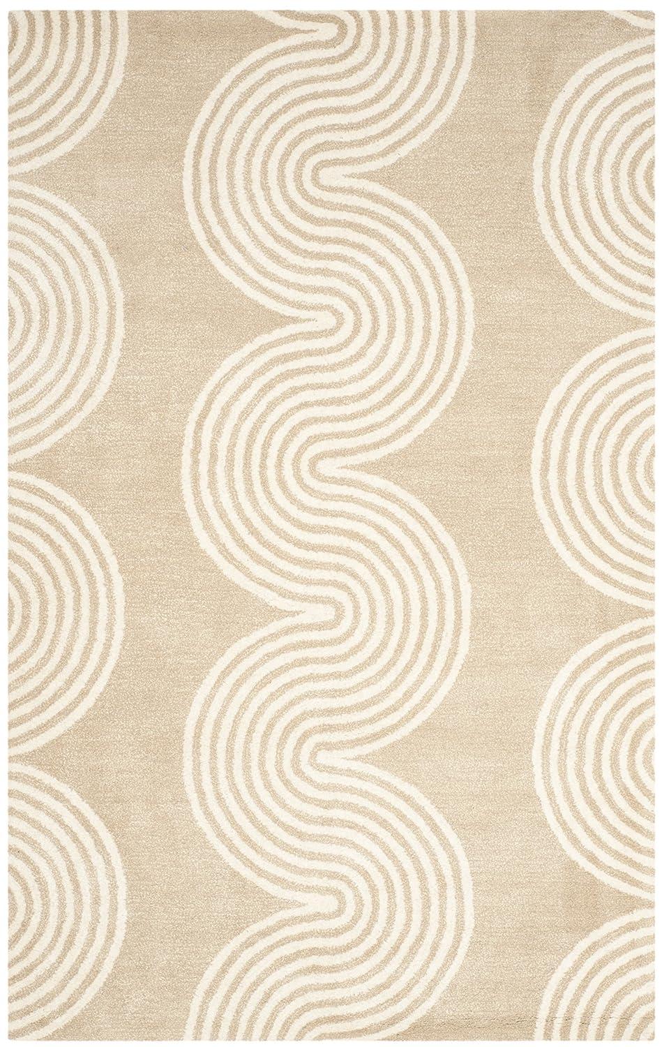 SAFAVIEH Chatham Jasmyn Geometric Wool Area Rug, Beige/Ivory, 5' x 8'