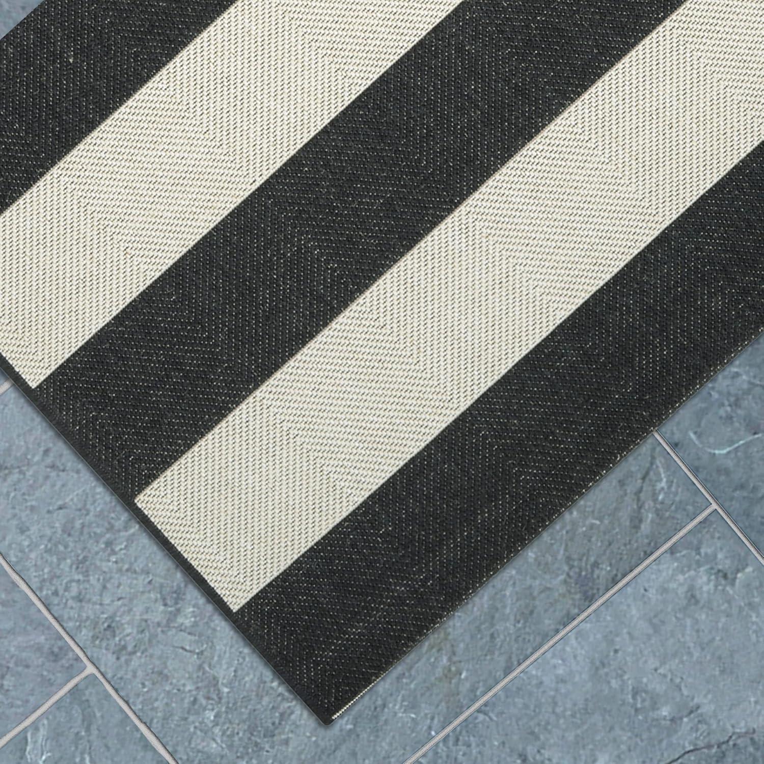 Couristan Afuera Yacht Club Rug, 9-Feet 2-Inch by 12-Feet 9-Inch, Onyx/Ivory